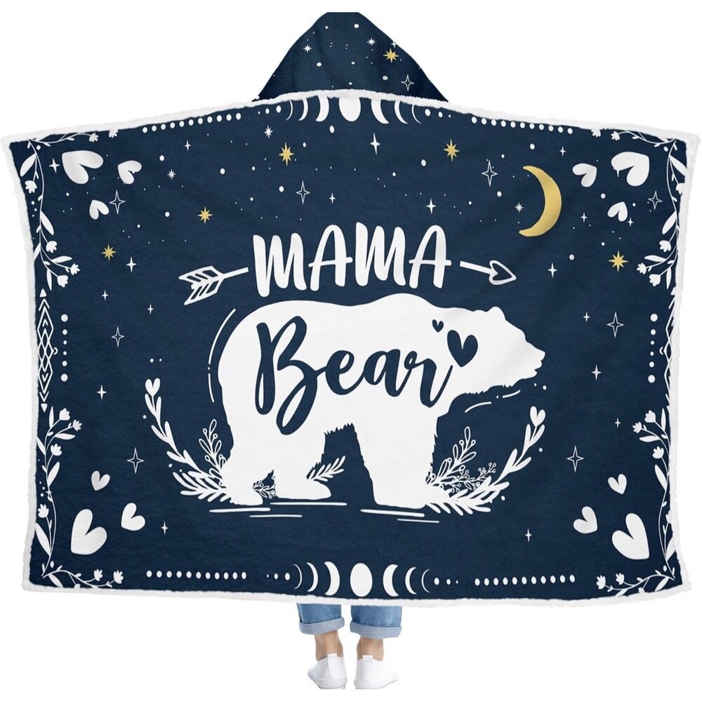 Mama Bear Blue Blanket Hoodie 47x72 in, Birthday Gifts for Mom Brand new